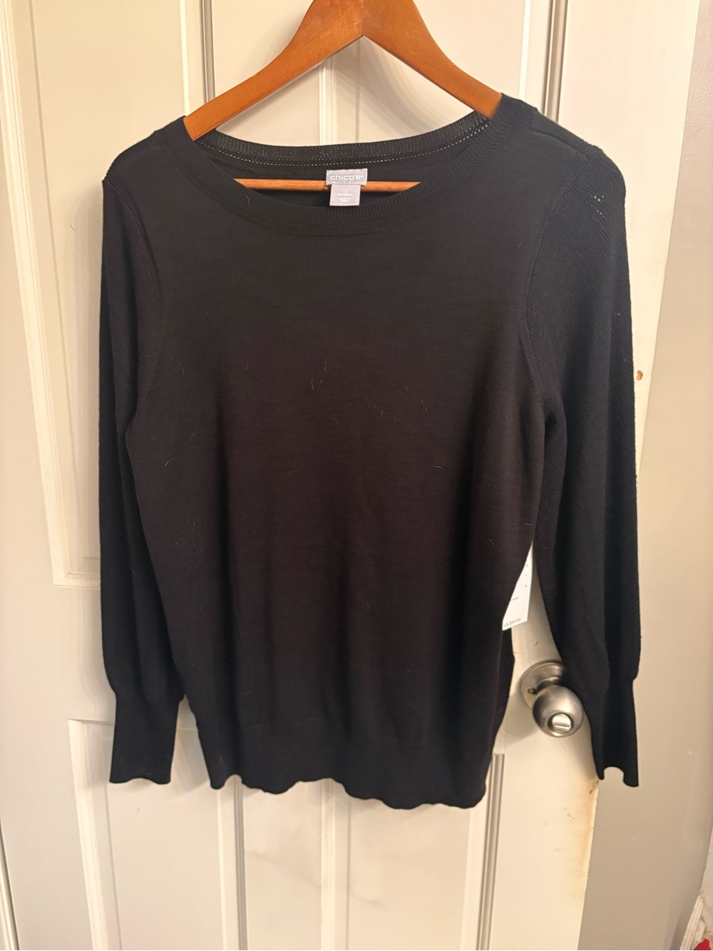 Black Crewneck Knit Top - Women